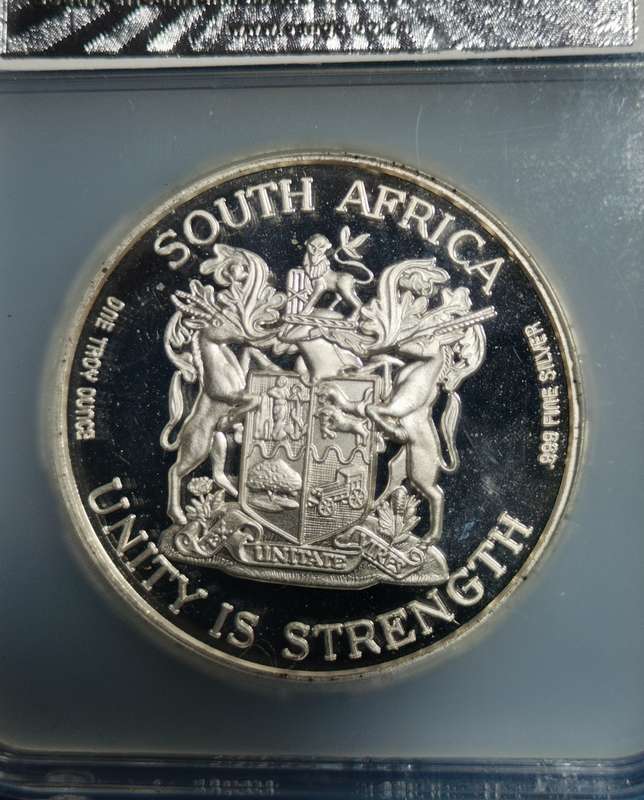 ONE TROY OUNCE PURE SILVER MANDELA MEDALLION. 1994. PF63.