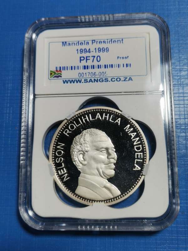 PRESIDENT MANDELA 1994-1999 MEDALLION. PF70. HIGHEST GRADE. BEAUTIFUL.
