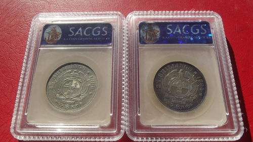 BEAUTIFUL ZAR 1896 AND 1894 HALF CROWN / 2.5 SHILLINGS SET -  BOTH GRADED A HIGH XF45!!!
