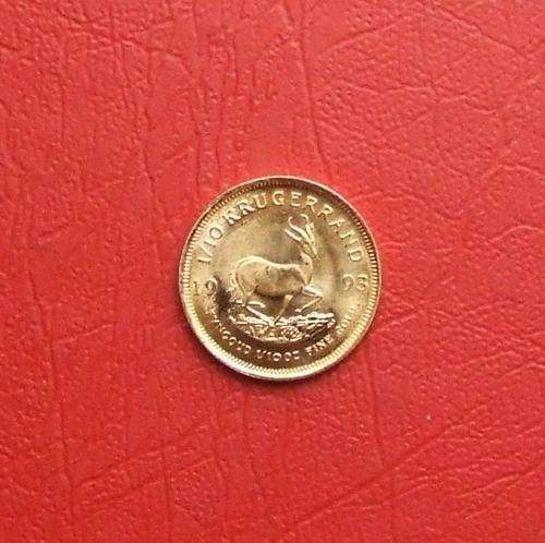 Weekend gold special!!! One Tenth Ounce (1/10oz) Kruger Rand of 1993. Uncirc condition. Scarce!!!