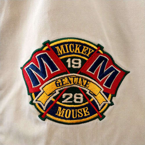 VINTAGE DISNEY MICKEY MOUSE FIRST CLASS, AMERICAN ORIGINAL VARSITY DENIM JACKET 1990s (LARGE)