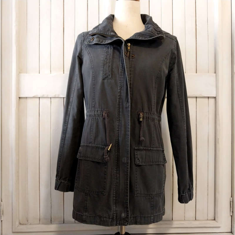 COTTON ON PARKA JACKET - CHARCOAL GREY