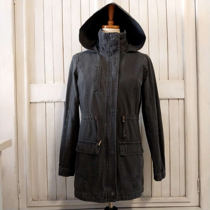 COTTON ON PARKA JACKET - CHARCOAL GREY