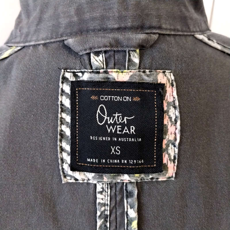 COTTON ON PARKA JACKET - CHARCOAL GREY