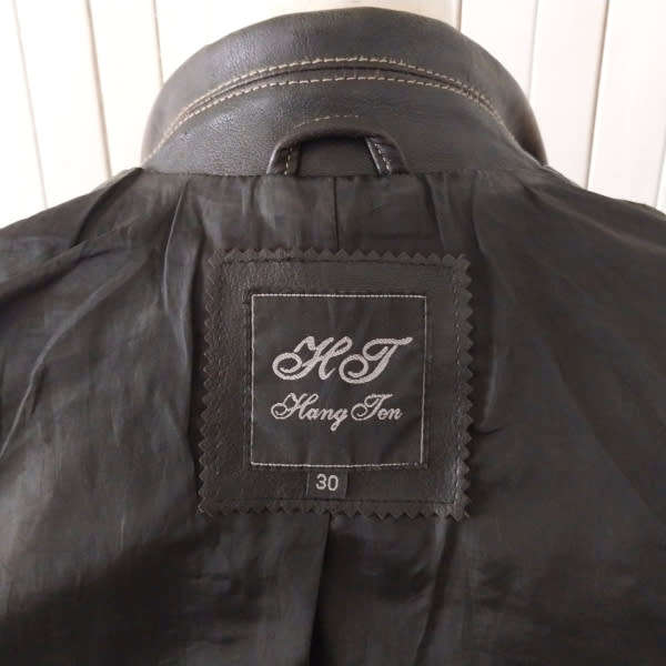 HANG TEN VEGAN LEATHER JACKET - OFF-BLACK