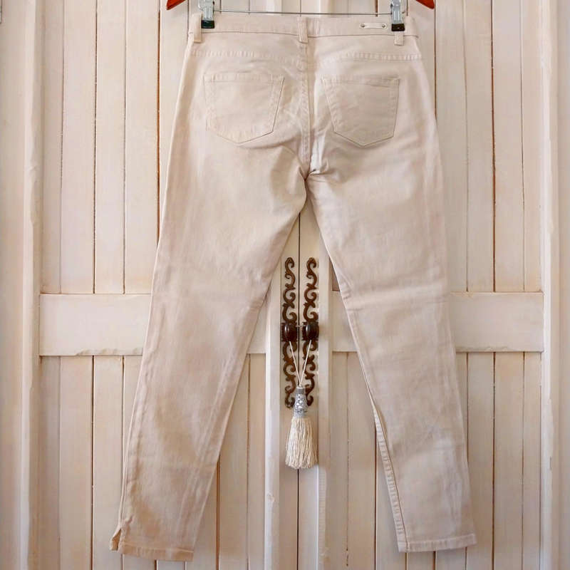FOSCHINI NEWS DENIM LOW-RISE SUPER SKINNY STRETCH JEANS - CREAM/ECRU