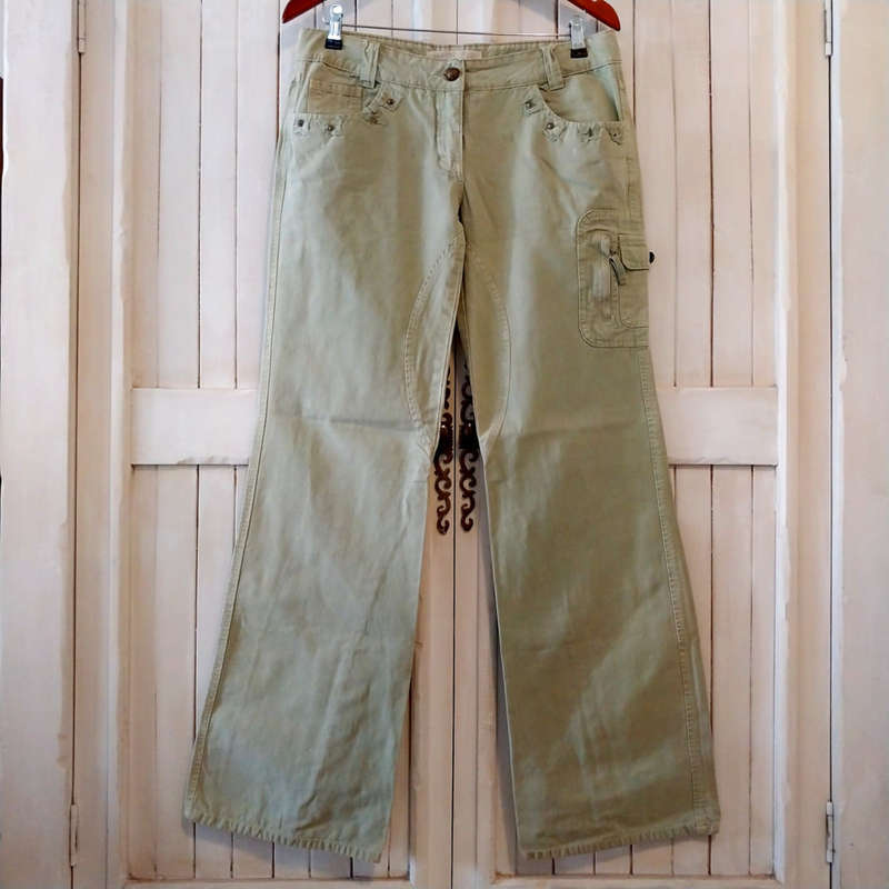 HANSELL JEANS LOW-RISE CARGO/UTILITY PANTS - KHAKI GREEN