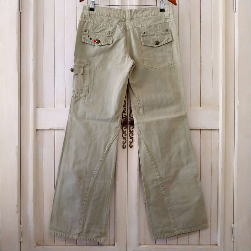 HANSELL JEANS LOW-RISE CARGO/UTILITY PANTS - KHAKI GREEN