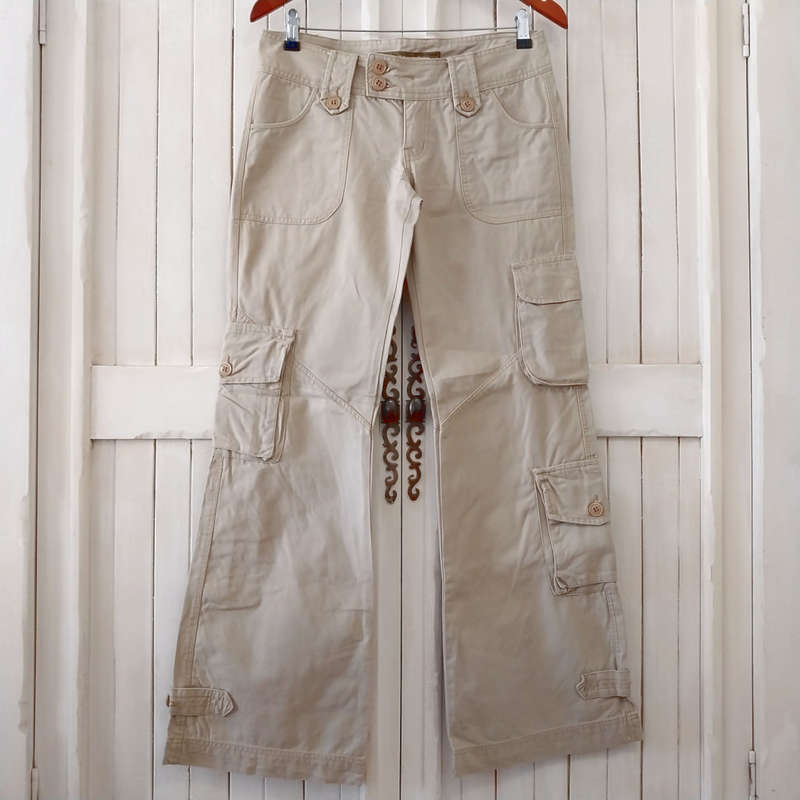 IMPORTED MOLECULE LOW-RISE CARGO/UTILITY PANTS (SMALL) - STONE