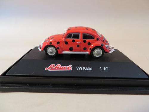 Schuco 25077VW Beatle (Red with black spots)in HO Scale (1:87)