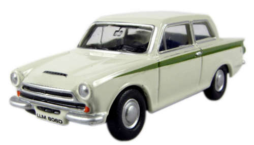 Oxford Diecast 76COR1001 Ford Cortina MK1 in ermine white & green livery
