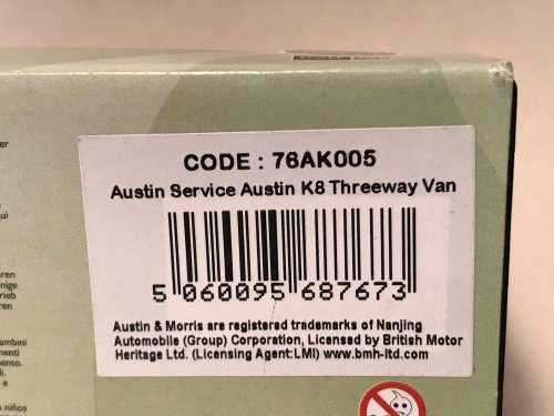 Oxford Diecast 76AK005 Austin K8 Threeway Van `Austin Service`.