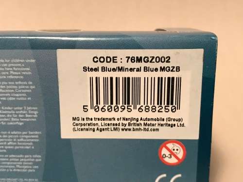 Oxford Diecast 76MGZ002 MGZB in Steel Blue/Mineral Blue