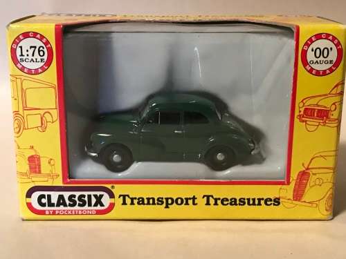 Pocketbond `Classix` EM76818 MORRIS MINOR 2-DOOR SALOON ALMOND GREEN
