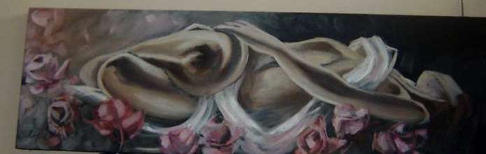 Lize Behrens - lady on a bed of roses - very nice-ready to hang-