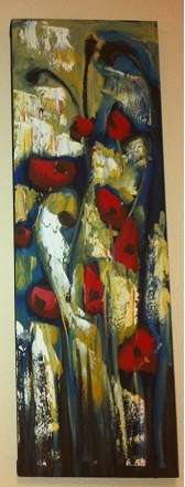 -Lize Behrens- flowers on blue 1 - New painting - ready to hang