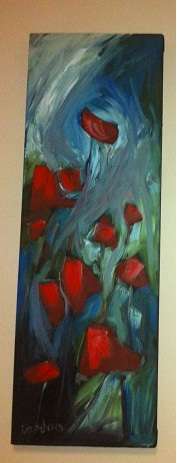 Lize Behrens-wild poppy's very modern - ready to hang 90x30x4cm
