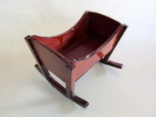 Dollhouse Miniature 1:12"  Wooden rocking crib - handmade