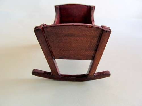 Dollhouse Miniature 1:12"  Wooden rocking crib - handmade