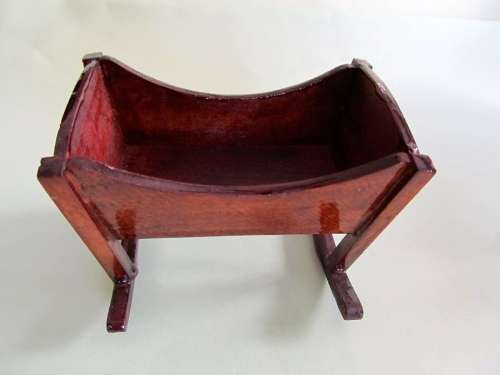 Dollhouse Miniature 1:12"  Wooden rocking crib - handmade