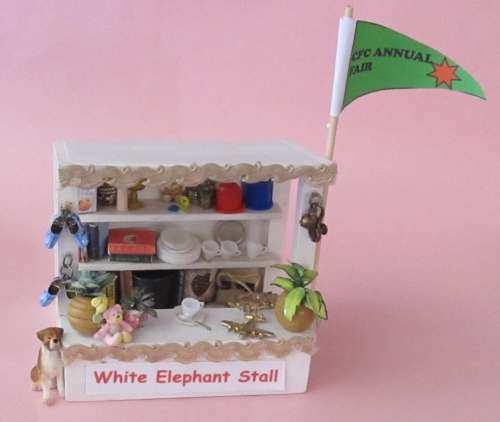 Dollhouse Miniature 1:24" 1/2 scale wooden handmade white elephant stall