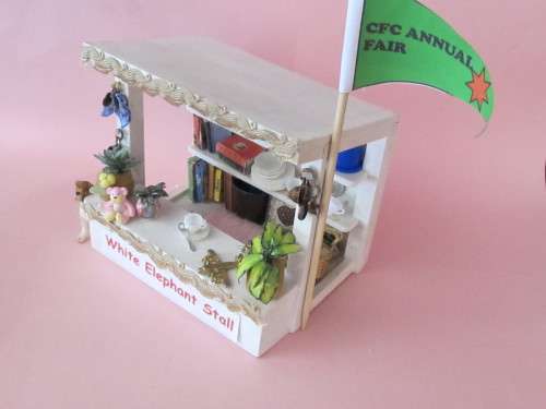 Dollhouse Miniature 1:24" 1/2 scale wooden handmade white elephant stall