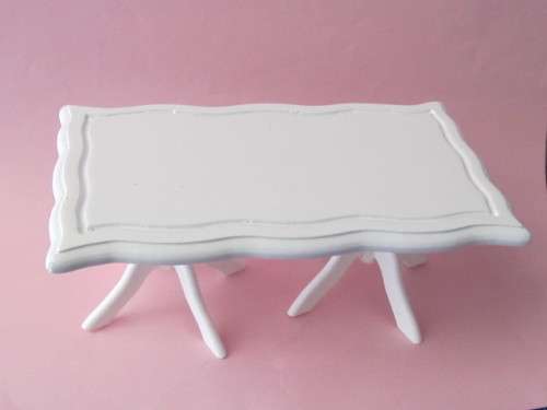 1:12" scale Dollhouse furniture - dining table WHITE with 2 chairs