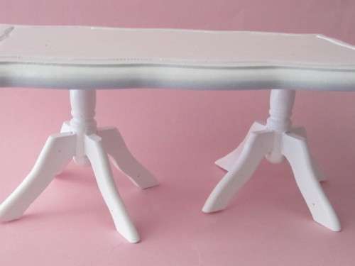 1:12" scale Dollhouse furniture - dining table WHITE with 2 chairs