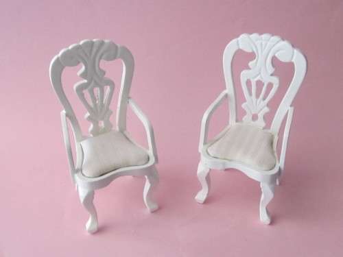 1:12" scale Dollhouse furniture - dining table WHITE with 2 chairs