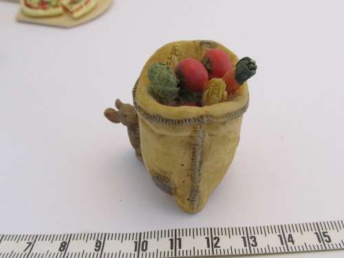 1/12" scale Miniature Dollhouse resin sack of vegetables with a mouse