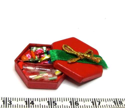 Miniature Dollhouse 1/12"  scale - metal tin of sweets! Too cute for words