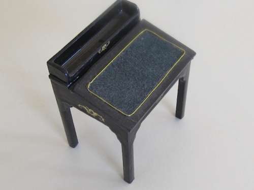 Miniature Dollhouse 1/12" - handmade black gloss writing desk