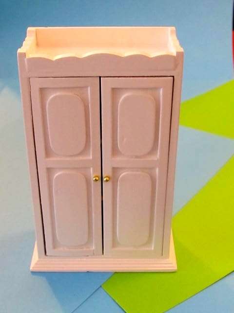 Miniature Dollhouse 1/12"  scale - white bedroom cupboard with shelves