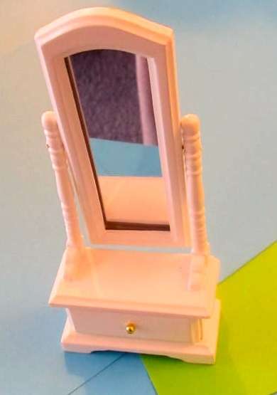 Miniature Dollhouse 1/12"  scale - white chevelle mirror with drawefr
