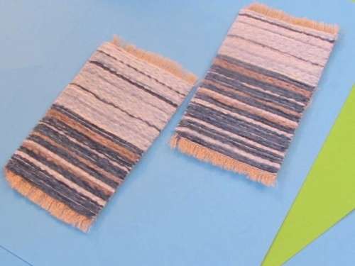 Miniature Dollhouse 1/12"  scale - two blue bedside mats woven