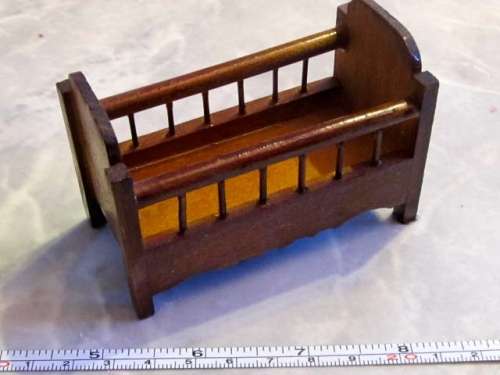 Miniature Dollhouse 1/12"  scale - wooden baby crib