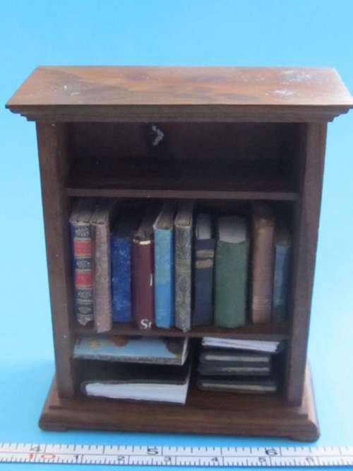 Miniature Dollhouse 1/12"  scale -Bookcase with some books