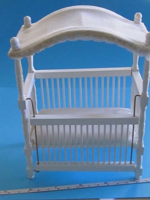 Miniature Dollhouse 1/12"  scale - stunning cot with canopy - side moves down
