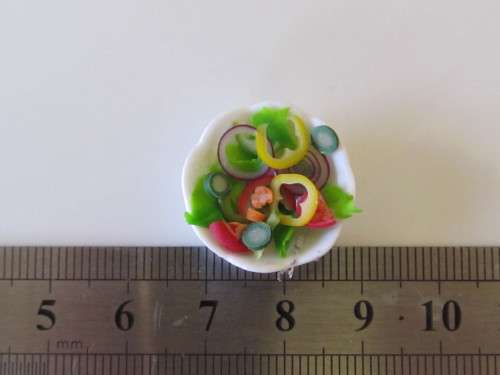 Miniature Dollhouse 1/12"  scale - handmade plate of green salad