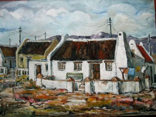 "Cornerhouse Elim" 700x 500mm! Large! Oil by IRMA DE WAAL.