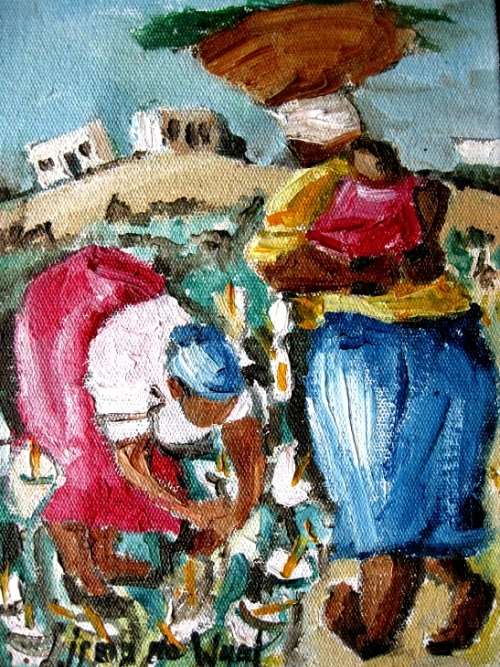 "Arum lily ladies" 200x 150mm! Original oil by IRMA DE WAAL. Colourful!