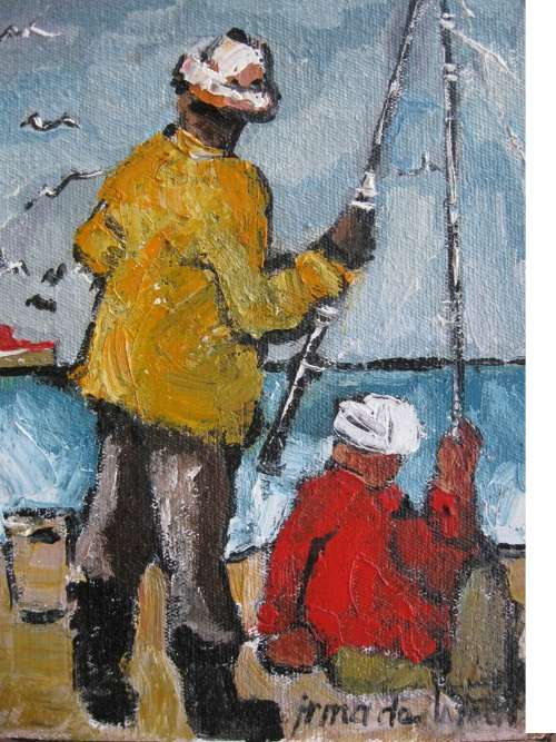 "Watching the seabirds" Original oil by IRMA DE WAAL.