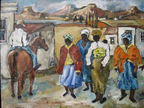 "Village in the Eastern Freestate" 400 x 500mm!! Colourful and ready to hang! Oil by IRMA DE WAAL