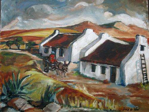 Donkeycart in the Karoo. Original oil by IRMA DE WAAL. 500mm x 400mm. Hang as is!!