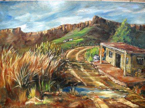 "Farm Stall" 700x 500mm!!! OIL by IRMA DE WAAL Hang as is!!