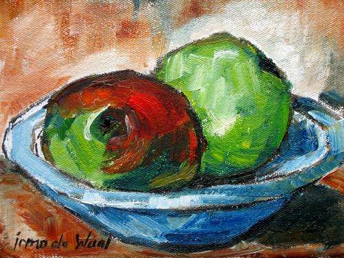 "Apples" Original oil by IRMA DE WAAL  Hang as is!!