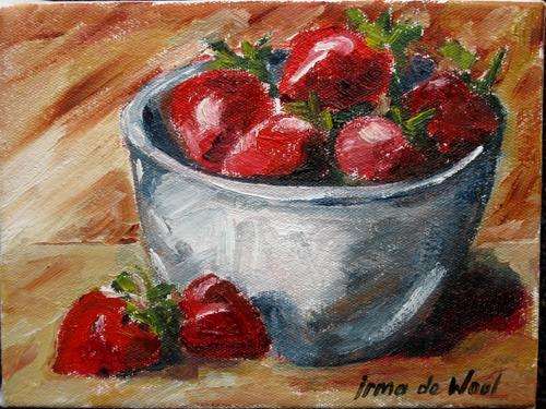 "Strawberries" Original oil by IRMA DE WAAL  Hang as is!!