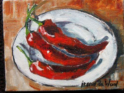 "Chillies" Original oil by IRMA DE WAAL  Hang as is!!