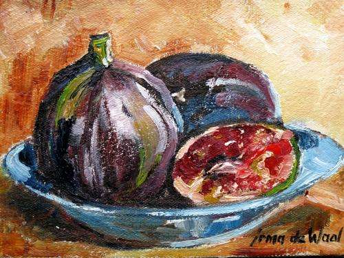 "Ripe Figs" Original oil by IRMA DE WAAL  Hang as is!!
