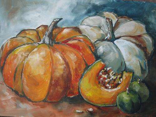 "Plaaspampoene" 700x 500mm! Large oiI by IRMA DE WAAL Hang as is!!
